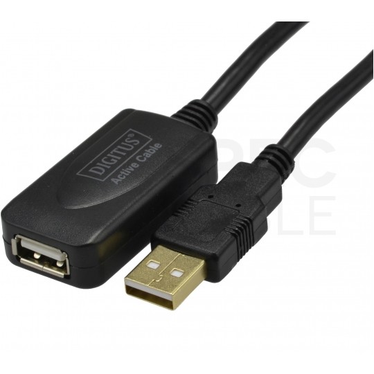 DIGITUS Kabel przedłużacz aktywny USB 2.0 A (wtyk / gniazdo) czarny 5m ze wzmacniaczem