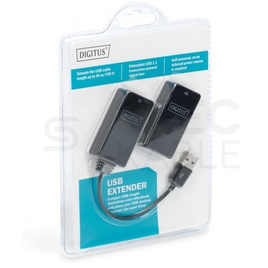DIGITUS Przedłużacz USB 1.1 do 45m pod kabel kat.5e, kat.6