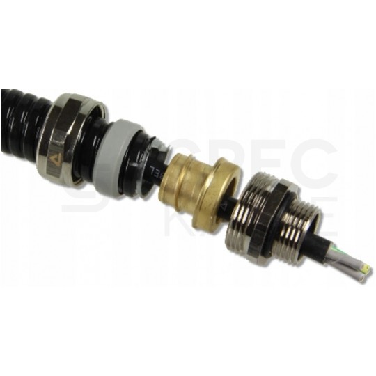 Dławik Dławnica metalowa M20x1,5 do rur karbowanych Anaconda 16mm IP65 z pierścieniem poliamidowym ANAMET