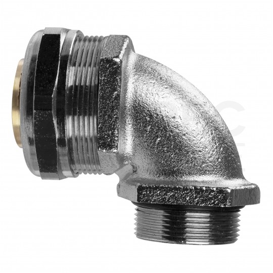 Dławik Dławnica metalowa M25x1,5 kątowa 90° do rur karbowanych Anaconda 25mm IP65 z pierścieniem poliamidowym ANAMET