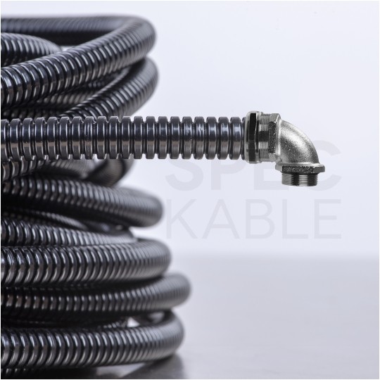 Dławik Dławnica metalowa M25x1,5 kątowa 90° do rur karbowanych Anaconda 25mm IP65 z pierścieniem poliamidowym ANAMET