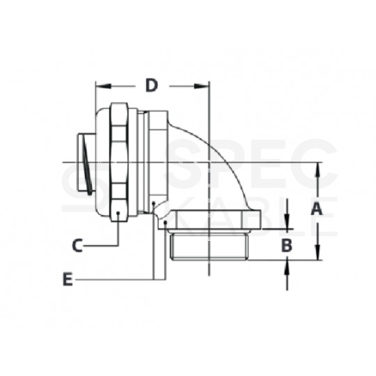Dławik Dławnica metalowa M25x1,5 kątowa 90° do rur karbowanych Anaconda 25mm IP65 z pierścieniem poliamidowym ANAMET