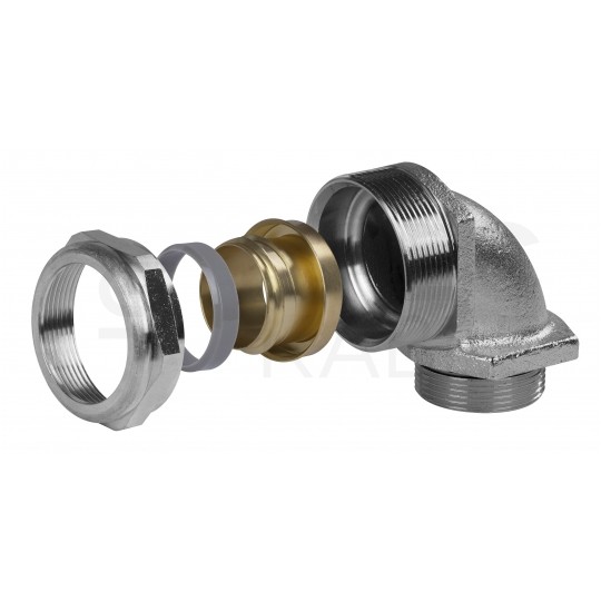 Dławik Dławnica metalowa M25x1,5 kątowa 90° do rur karbowanych Anaconda 25mm IP65 z pierścieniem poliamidowym ANAMET