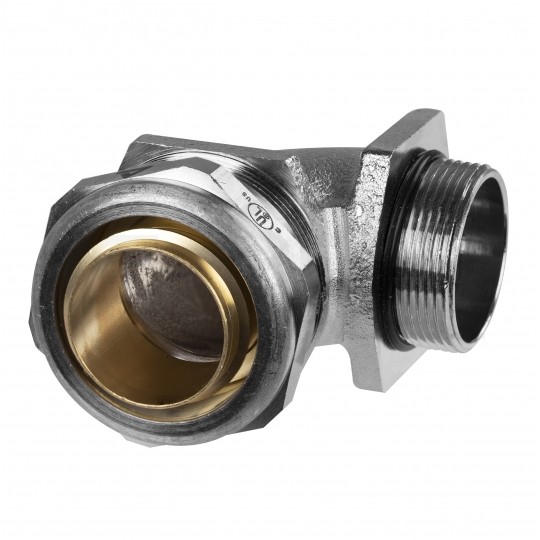 Dławik Dławnica metalowa M32x1,5 kątowa 90° do rur karbowanych Anaconda 32mm IP65 z pierścieniem poliamidowym ANAMET