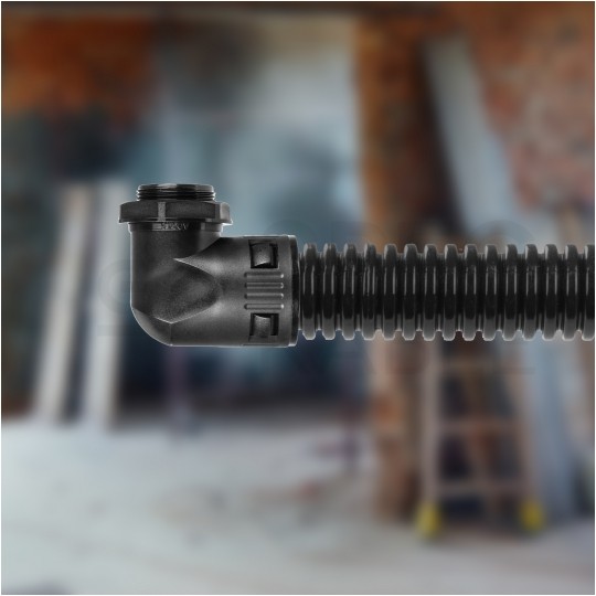 Dławik Dławnica poliamidowa M32x1,5 kątowa 90° do rur karbowanych Ana-Quick roz.29 IP65 ANAMET