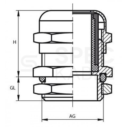 Dławik kablowy Dławnica izolacyjna metalowa PG7 IP68 z nakrętką NEKU