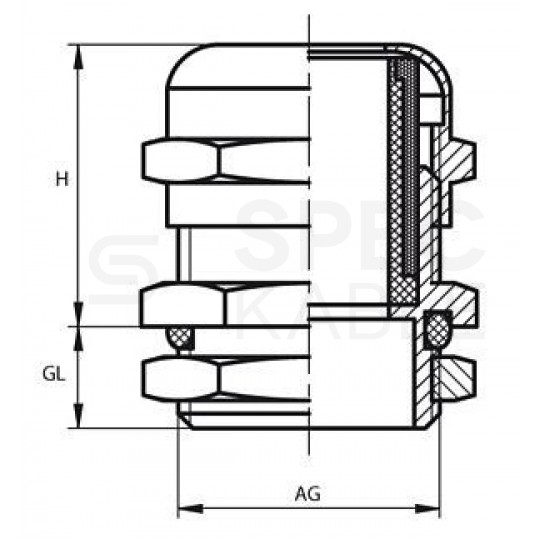 Dławik kablowy Dławnica izolacyjna mosiężna PG16 z nakrętką