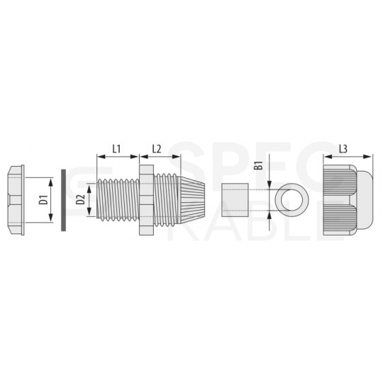 Dławik kablowy Dławnica izolacyjna plastikowa PG16 H szara IP68 NEKU WORECZEK /10