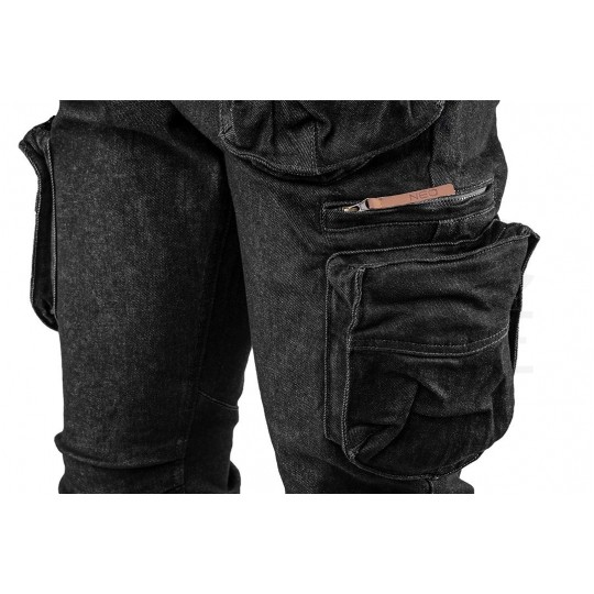Długie spodnie monterskie, robocze 5-kieszeniowe DENIM jeansowe czarne rozmiar L/52 NEO 81-233-L