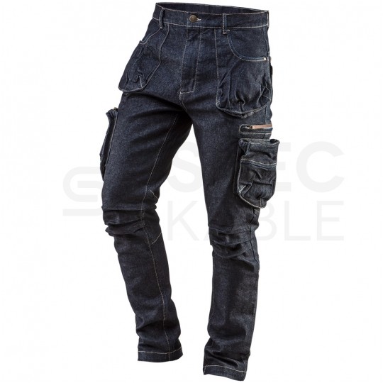 Długie spodnie monterskie, robocze 5-kieszeniowe DENIM jeansowe rozmiar M/50 NEO 81-229-M