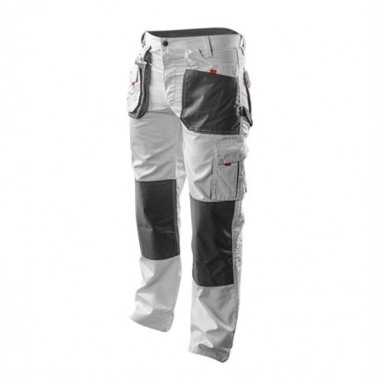 Długie spodnie monterskie, robocze białe rozmiar L/52 NEO 81-120-L