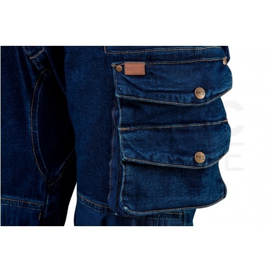 Długie spodnie monterskie, robocze wzmocnienia na kolanach DENIM jeansowe rozmiar XL/54 NEO 81-228-XL