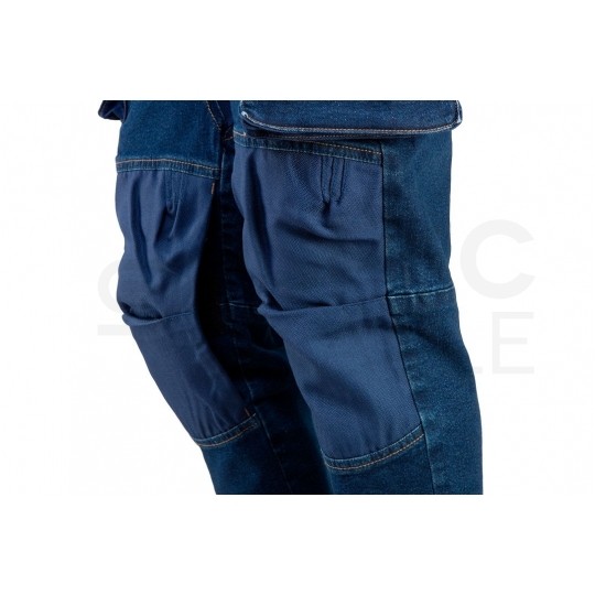 Długie spodnie monterskie, robocze wzmocnienia na kolanach DENIM jeansowe rozmiar XL/54 NEO 81-228-XL