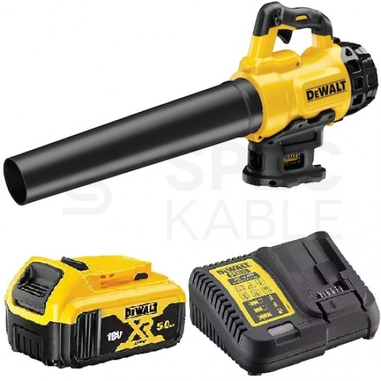 Dmuchawa akumulatorowa, wentylator osiowy 18V + 1x akumulator Li-Ion XR 5.0Ah (w zestawie z ładowarką) 144km/h DCMBL562P1 DeWALT