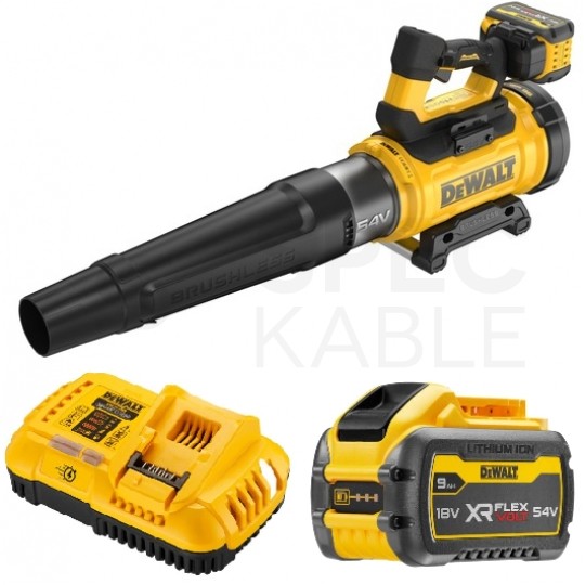 Dmuchawa akumulatorowa, wentylator osiowy, silnik bezszczotkowy 54V XR FLEXVOLT + 1x akumulator Li-Ion XR FLEXVOLT 9.0Ah (w zestawie z ładowarką) 258km/h DCMBL777X1 DeWALT