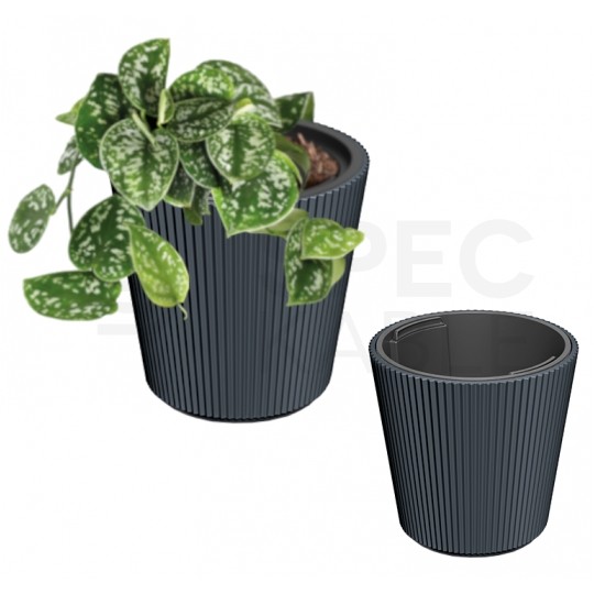 Doniczka Milly, donica antracytowa z wkładem 15L śred. 299mm x 311mm Prosperplast