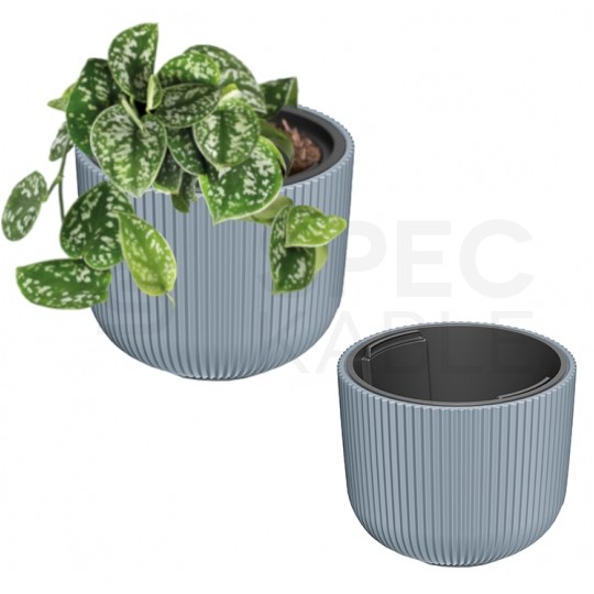 Doniczka Milly, donica jasny szary z wkładem 22L śred. 349mm x 290mm Prosperplast