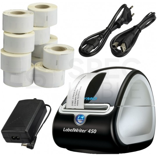 Drukarka etykiet DYMO LabelWriter 450 dla biura, sklepu, magazynu (LW450) [S0838770] + 1300 etykiet LW