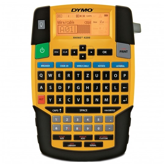 Drukarka etykiet DYMO Rhino 4200 dla elektryka, instalatora, przemysłu [s0955990] + taśma DYMO IND 12mm