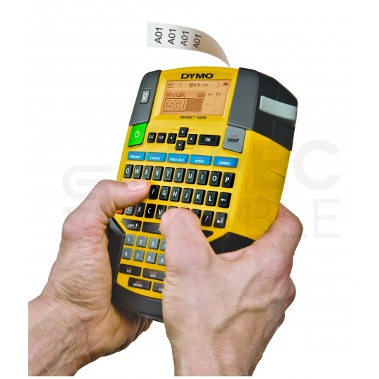 Drukarka etykiet DYMO Rhino 4200 dla elektryka, instalatora, przemysłu [s0955990] + taśma DYMO IND 12mm