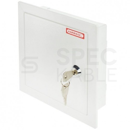 Drzwiczki rewizyjne 15x15 metalowe białe 150x150mm, z zamkiem