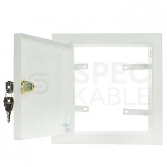 Drzwiczki rewizyjne 15x15 metalowe białe 150x150mm, z zamkiem