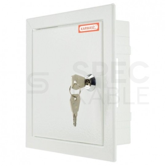 Drzwiczki rewizyjne 15x15 metalowe białe 150x150mm, z zamkiem
