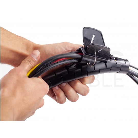 Elastyczny organizer biurkowy typu CABLEZIP maskownica do kabli i przewodów 2,6m 20mm czarny