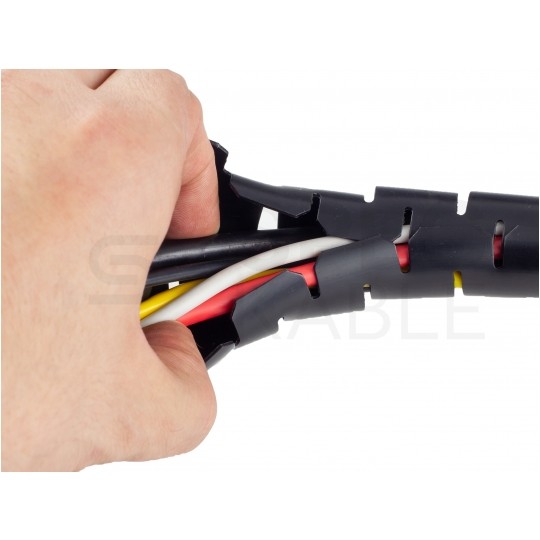 Elastyczny organizer biurkowy typu CABLEZIP maskownica do kabli i przewodów 2,6m 20mm czarny