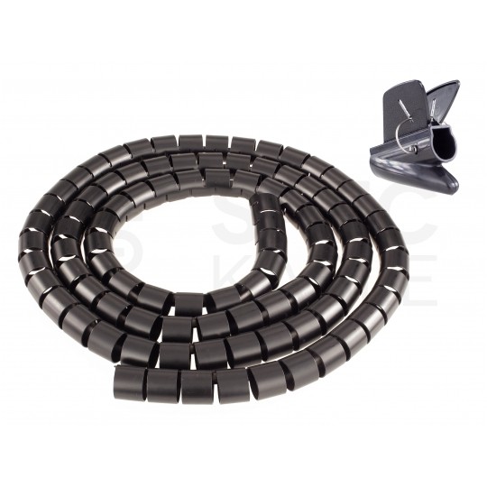 Elastyczny organizer biurkowy typu CABLEZIP maskownica do kabli i przewodów 2,6m 20mm czarny