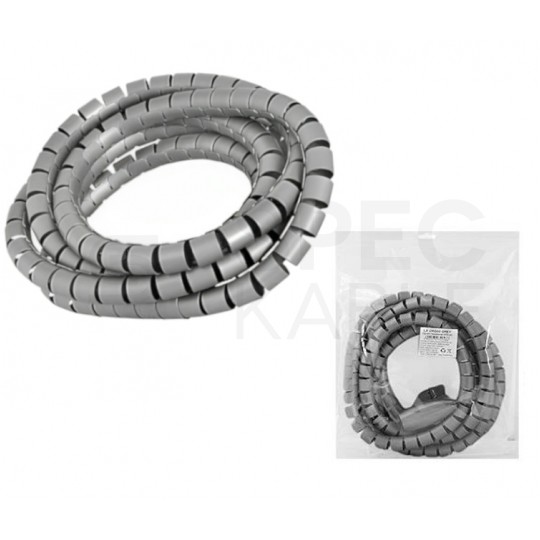 Elastyczny organizer biurkowy typu CABLEZIP maskownica do kabli i przewodów 2,6m 20mm szary