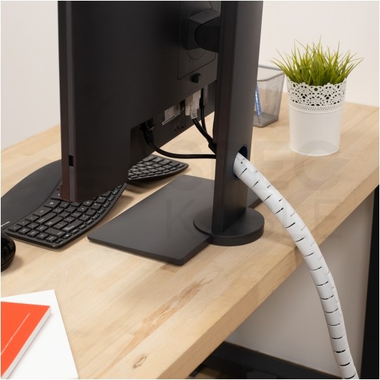 Elastyczny organizer biurkowy typu CABLEZIP maskownica do kabli i przewodów 2m 25mm biały NEKU