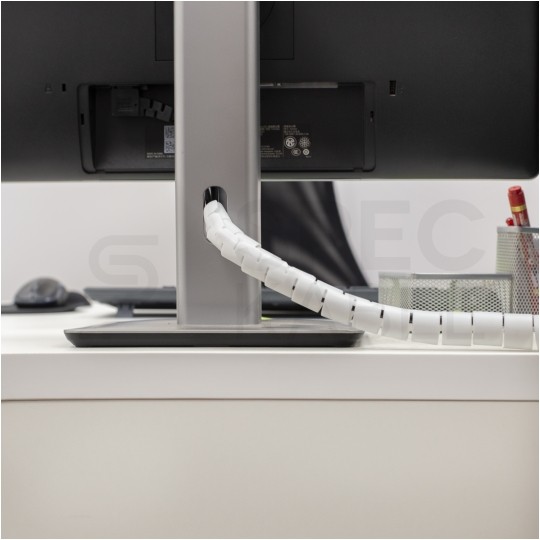 Elastyczny organizer biurkowy typu CABLEZIP maskownica do kabli i przewodów 2m 30mm biały NEKU