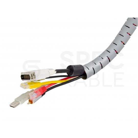 Elastyczny organizer biurkowy typu CABLEZIP maskownica do kabli i przewodów 2m 30mm szary NEKU