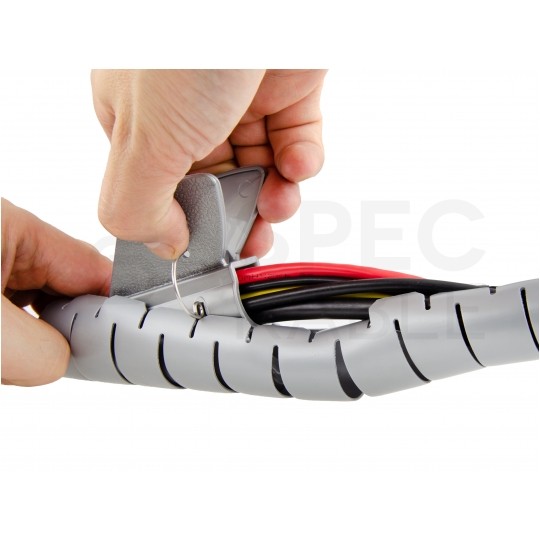 Elastyczny organizer biurkowy typu CABLEZIP maskownica do kabli i przewodów 2m 30mm szary NEKU