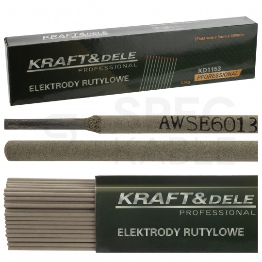 Elektrody spawalnicze 2,5 X 300mm rutylowe KD1153 Kraft&Dele OP=2,5kg