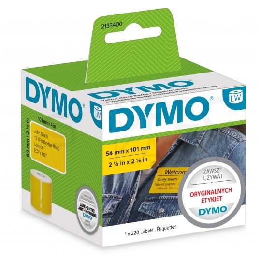 Etykiety adresowe DYMO LW 54x101mm żółte papierowe [2133400] ORYGINALNE 1 rolka x 220szt.