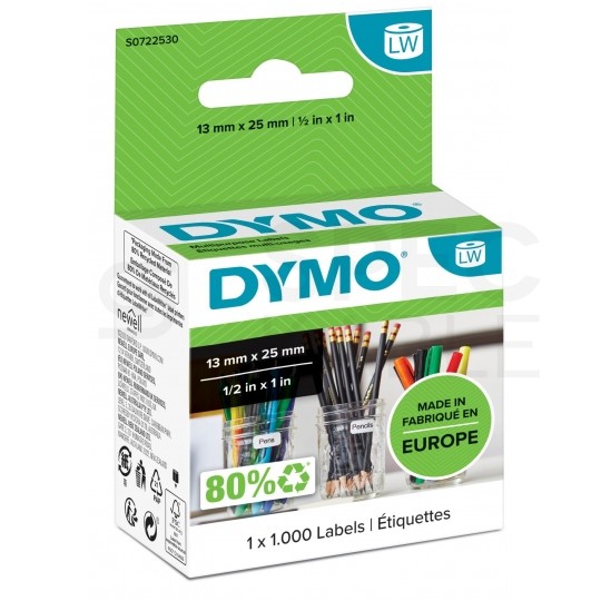 Etykiety uniwersalne DYMO LW 13x25mm białe papierowe [11353 / S0722530] ORYGINALNE 1 rolka x 1000szt.