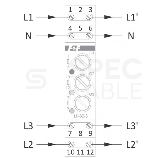 F&F Lampka modułowa sygnalizacyjna (kontrolna) LED 3-kolorowa 3-fazowa 230V AC z zabezpieczeniem