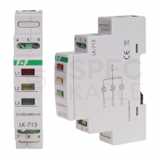 F&F Lampka modułowa sygnalizacyjna (kontrolna) LED 3x Zielona 3-fazowa 230/400V AC/DC