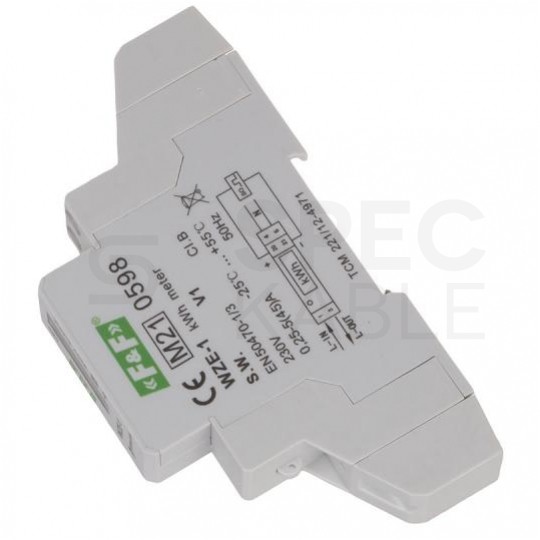 F&F Licznik zużycia energii elektrycznej MID 1-fazowy 5/45A 1-modułowy z wyświetlaczem LCD WZE-1