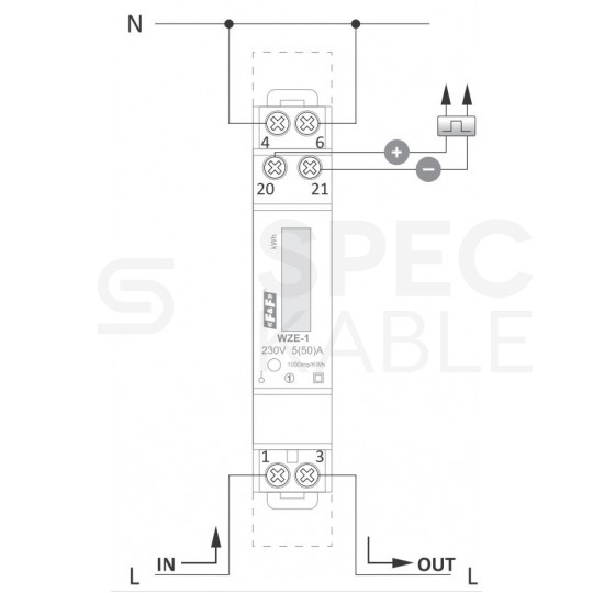 F&F Licznik zużycia energii elektrycznej MID 1-fazowy 5/45A 1-modułowy z wyświetlaczem LCD WZE-1