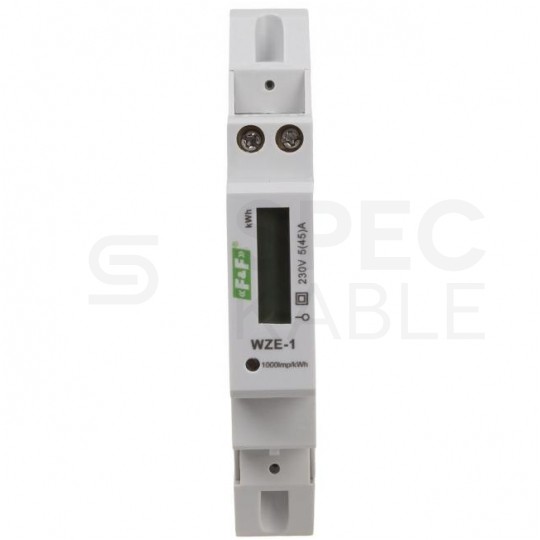 F&F Licznik zużycia energii elektrycznej MID 1-fazowy 5/45A 1-modułowy z wyświetlaczem LCD WZE-1