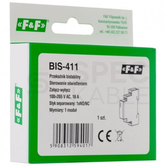 F&F Przekaźnik bistabilny modułowy BIS-411 230V 16A na szynę DIN TH35