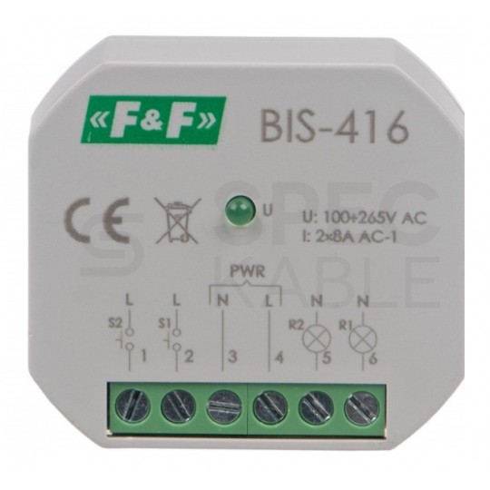 F&F Przekaźnik bistabilny modułowy BIS-416 230V 2x 8A na szynę TH35