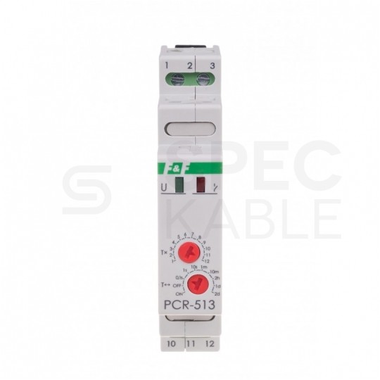 F&F Przekaźnik czasowy (0,1s - 576h) 230V 10A z opóźnionym zadziałaniem 1-modułowy PCR-513