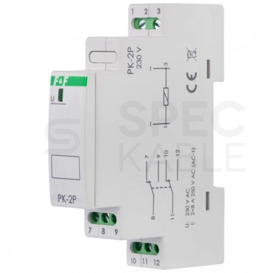 F&F Przekaźnik elektromagnetyczny modułowy PK-2P 230V 2x 8A na szynę DIN TH35
