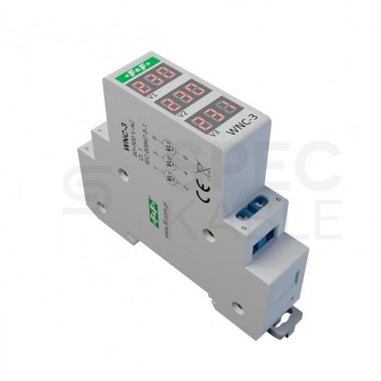 F&F Wskaźnik napięcia 80V-500V Woltomierz cyfrowy 3-fazowy na szynę DIN TH35