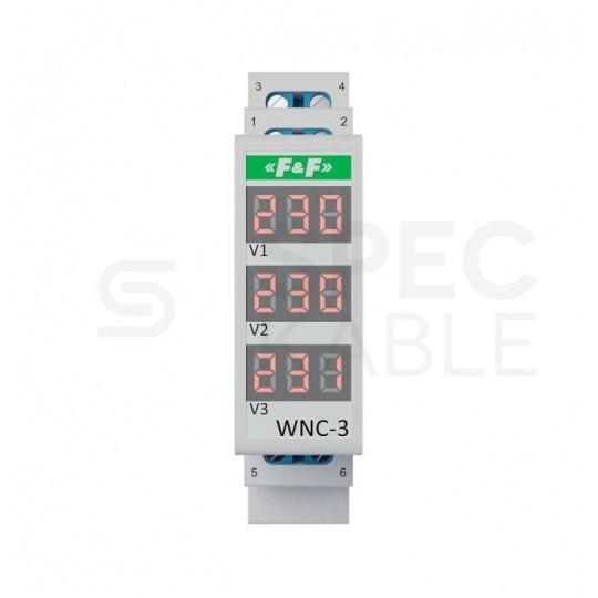 F&F Wskaźnik napięcia 80V-500V Woltomierz cyfrowy 3-fazowy na szynę DIN TH35