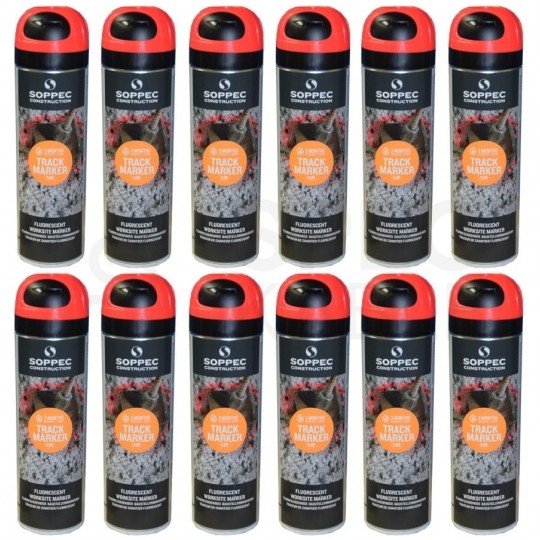 Farba geodezyjna do znakowania czerwona 500ml spray 12 sztuk SOPPEC Track Marker